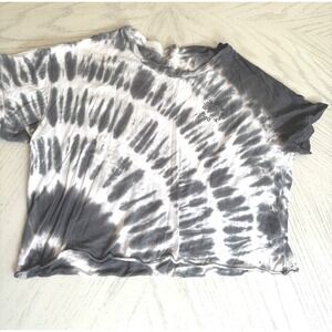 PINK Victoria's Secret Tie Dye Crop Top Raw Hem Short‎ Sleeve Tee Size Small